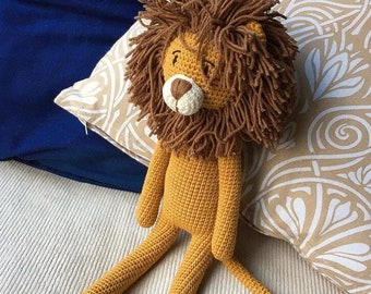 Lion stuffed animal toy crochet lion safari animals plushie lion soft toy baby boy nursery gift nursery room decor idea