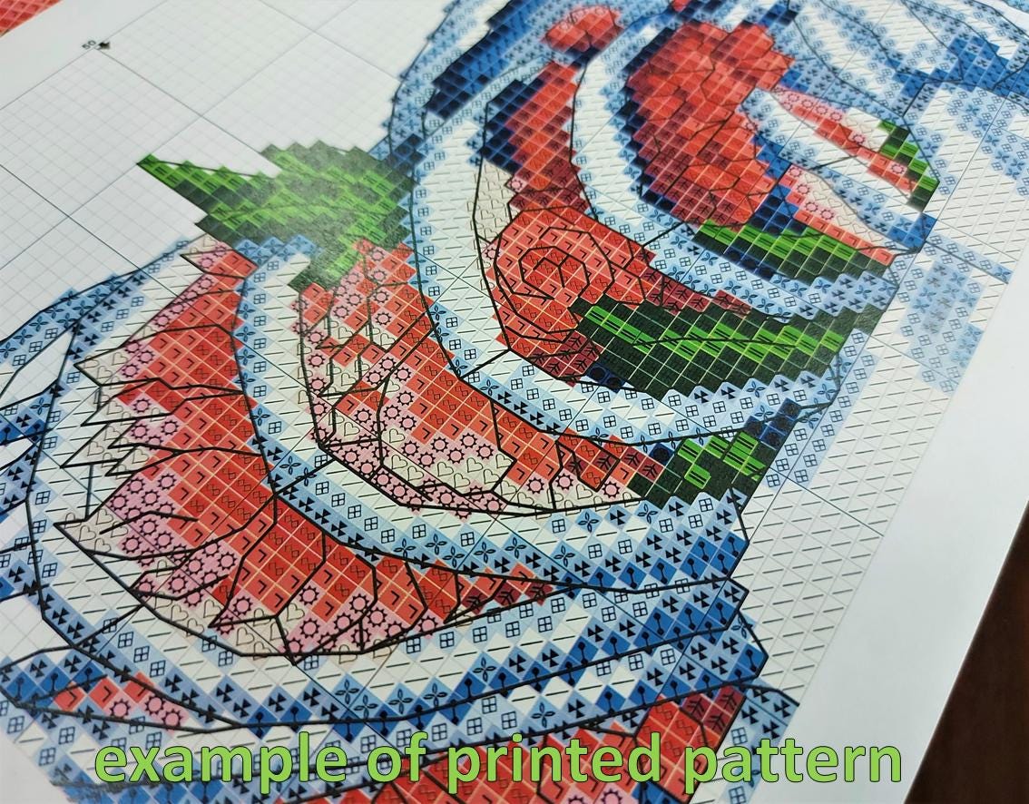 Modern Cross Stitch Pattern Chart, Instant Download Pdf, Floral Chest ...