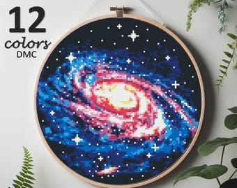 Cross stitch pattern, pdf, space, galaxy, universe, stars, sun, moon, earth, planets, cross stitch chart, instand download