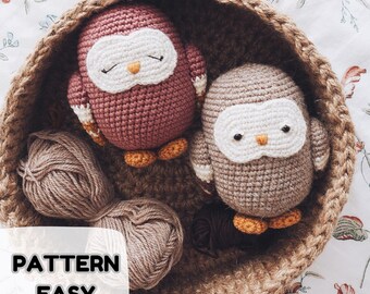 Sleepy Owl amigurumi pattern cute owl plush crochet scheme small animals decor idea