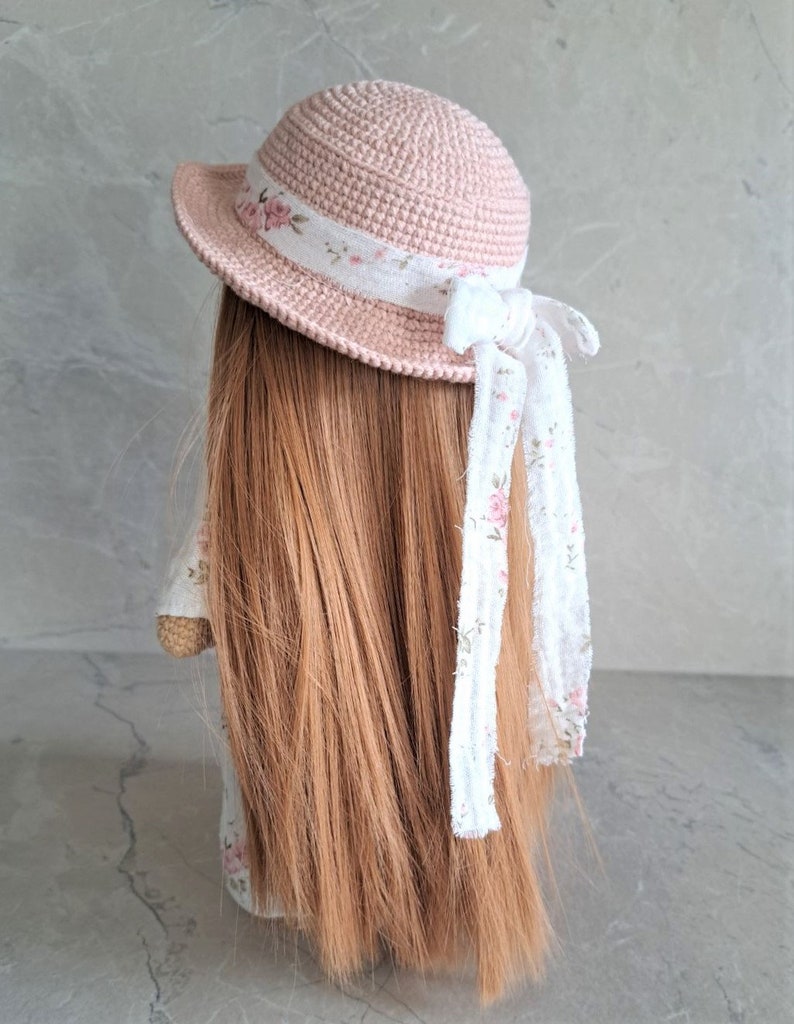 Muñeca con cabello largo y rubio en vestido de verano a la venta muñeca de ganchillo de 12 con ropa cosida imagen 5