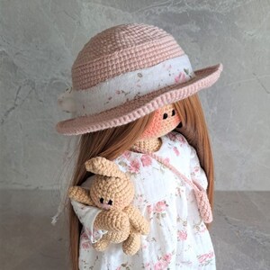 Muñeca con cabello largo y rubio en vestido de verano a la venta muñeca de ganchillo de 12 con ropa cosida imagen 4