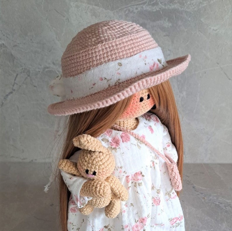 Muñeca con cabello largo y rubio en vestido de verano a la venta muñeca de ganchillo de 12 con ropa cosida imagen 4