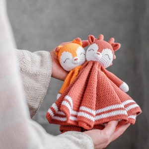 Set of 2 crochet lovey patterns deer lovey patterns Fox lovey patterns security animals blanket pdf amigurumi comforter plush toy. image 5