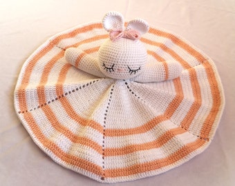 Lovey crochet algodón edredón conejito animal felpa manta de seguridad mamá para ser idea de regalo