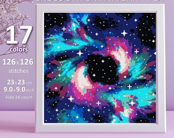 Cross stitch pattern, pdf, space, galaxy, universe, stars, sun, moon, earth, planets, cross stitch chart, instand download