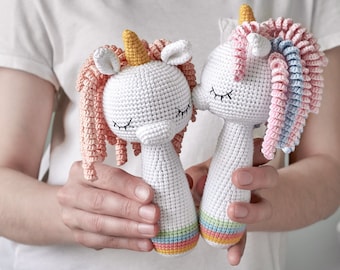 Unicorn rattle pattern baby rattle amigurumi pattern crochet unicorn