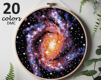 Cross stitch pattern, pdf, space, galaxy, universe, stars, sun, moon, earth, planets, cross stitch chart, instand download