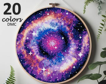Cross stitch pattern, pdf, space, galaxy, universe, stars, sun, moon, earth, planets, cross stitch chart, instand download