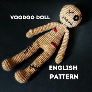 Voodoo doll plush crochet english pattern amigurumi monster scheme pdf halloween crochet gift idea