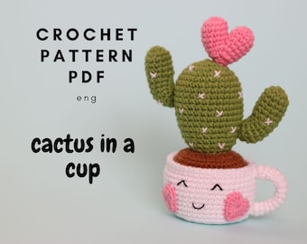 Cactus in a cup amigurumi pattern crochet cute catsus plush scheme soft home decor idea