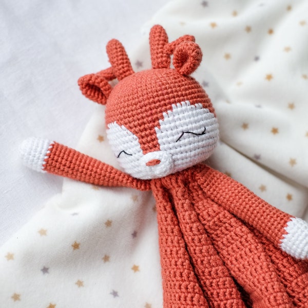 Deer lovey crochet PDF pattern crochet fawn security blanket amigurumi pattern blanket toy