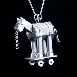 Cavalo de Tróia da colar do pendente Silver925, joia da arte
