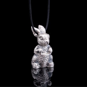 Sterling silver Rabbit Necklace ,animal pendant