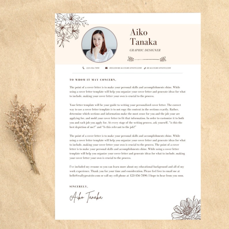 Cover Letter Template Canva Template Instant Download Etsy