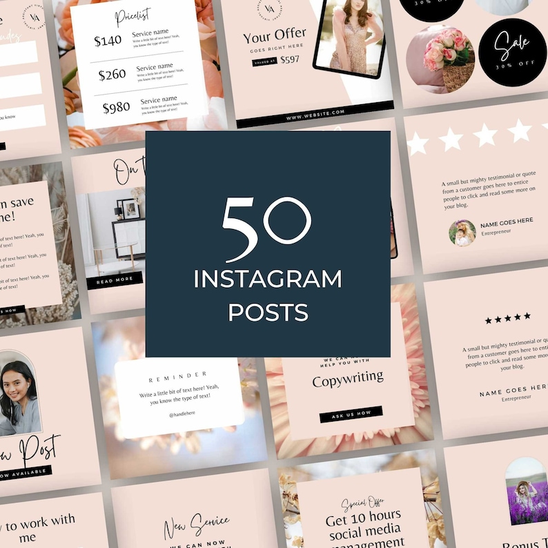Virtual Assistant Instagram Post Template Social Media Posts - Etsy