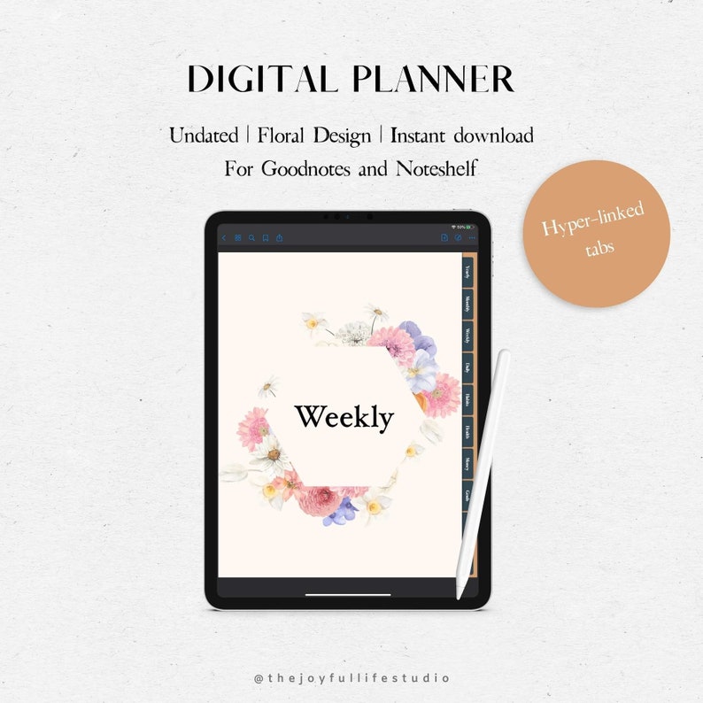 Digital Planner Undated Planner Vertical Design Goodnotes Etsy