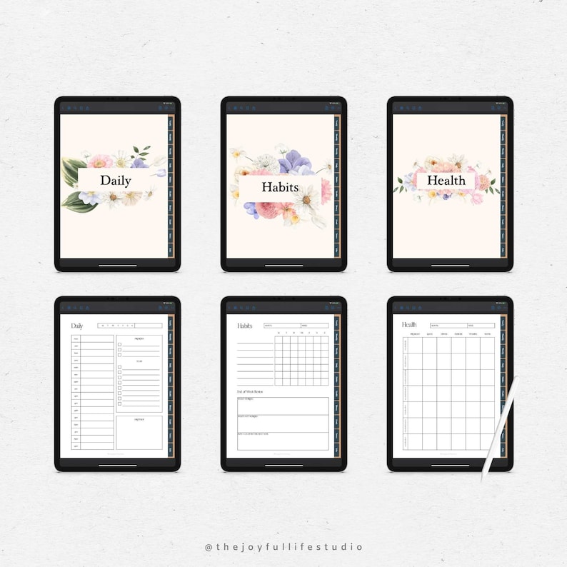 Digital Planner Undated Planner Vertical Design Goodnotes Etsy
