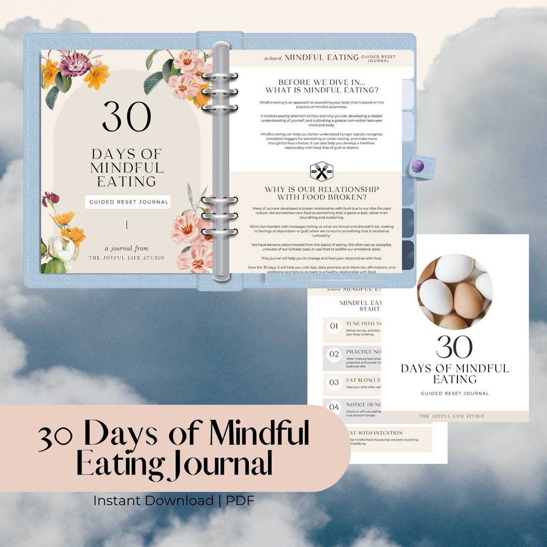Mindful Eating Journal Printable Daily Food Log Meal - Etsy