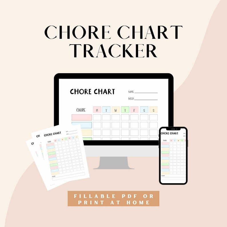 Chore Chart Tracker Chore Chart Printable Fillable PDF Etsy