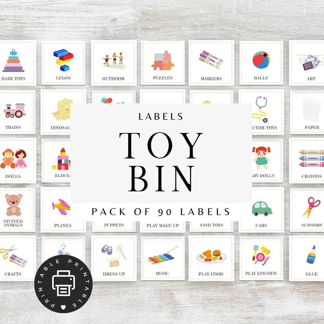 Toy Bin Labels, Kids Room Organization, Children's Room Labels, Home