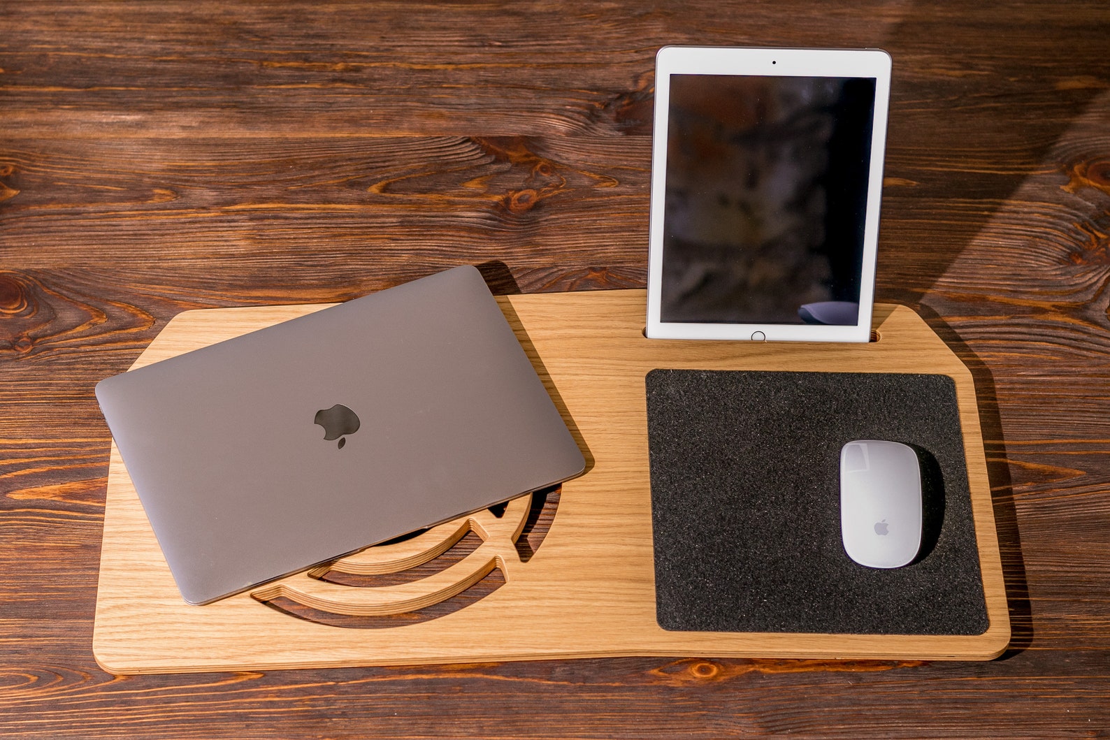 Laptop Organizer Macbook Holder Tray Stand Desk Wood Station Etsy