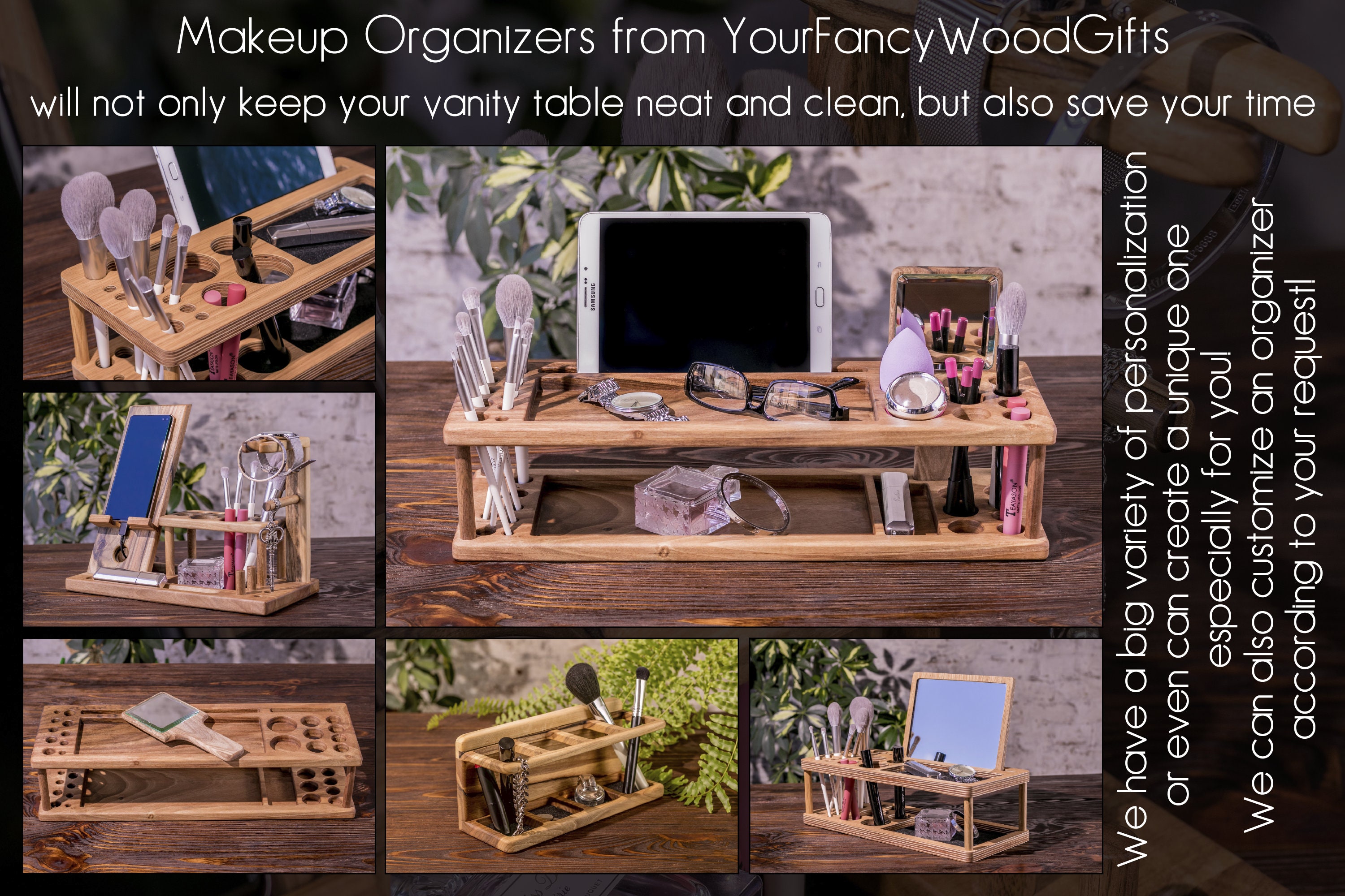 Cosmetic Jewelry Makeup Desk Station Holder Table Organizers Etsy