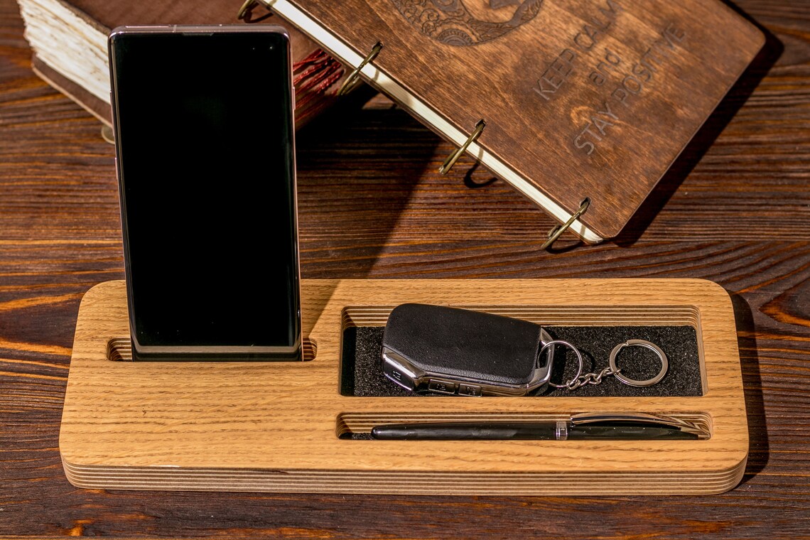 Desk Docking Station Holder Cellphone Stand Wooden Organiser Etsy
