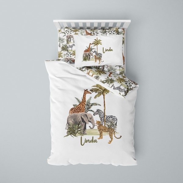 Safari Bedding, Custom Bedding Set, Duvet Cover, Nursery Bedding Set, Custom Duvet Covers, Kids Bedding Set, Baby Sheet, Safari Animals