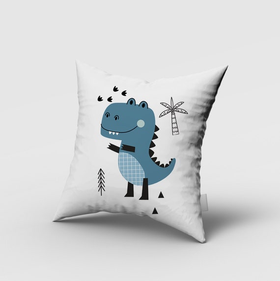 Dinosaur Pillow Cover, Nursery Room Pillow Cover, Cushion Pillow Cover,  Custom Pillow Case, Baby Room Pillow Cover, Blue Dinosaur, Kids Room