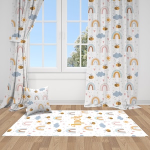Bee Curtains, Nursery Curtains, Nursery Room Curtains, Window Drapes, Curtains for Baby Girl, Blackout Curtains, Custom Curtains, Curtains for Baby Boy, Custom Printed Curtains, Nursery Room Decor, Nursery Blackout Curtains, Rainbow Curtains