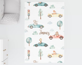 Watercolor Cars, Scandinavian Style, Nursery Room Rugs, Matching Rugs, Baby Room Rugs, Rugs for Baby Girl, Rugs for Baby Boy