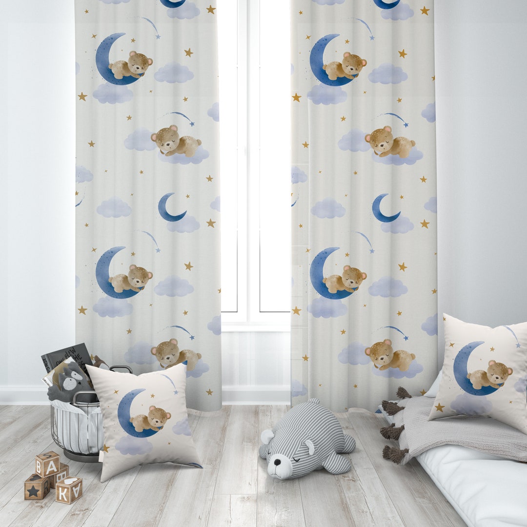 Teddy Bear, Nursery Curtains, Nursery Room Curtains, Window Curtains