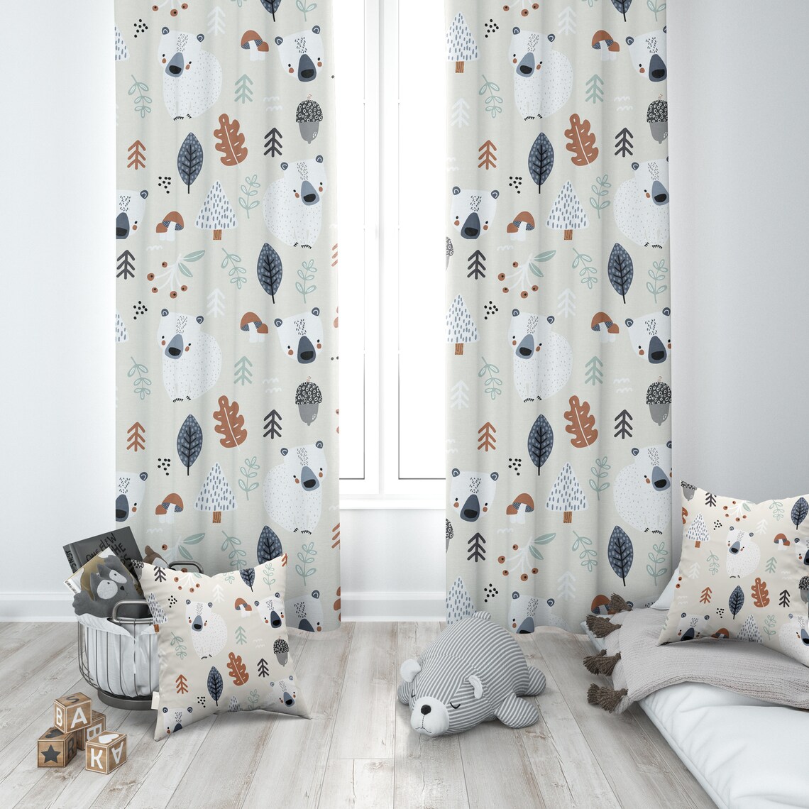 Bears Nursery Curtains Nursery Room Curtains Windows Etsy