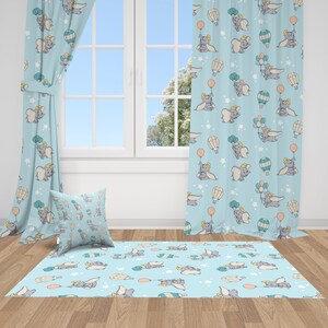 Elephant With Balloon, Nursery Curtains