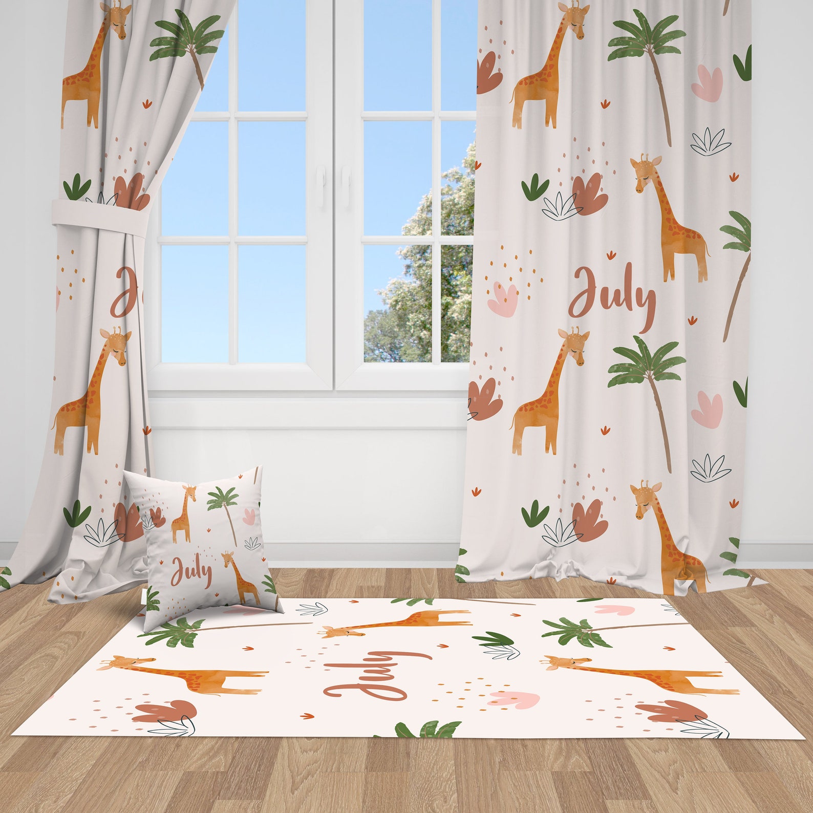 Safari Style, Giraffes, Nursery Curtains, Nursery Room Curtains, Window