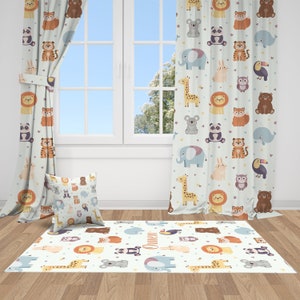 Animals Curtains, Nursery Curtains, Window Curtains, Baby Room Curtains, Curtains for Baby Boy, Curtains for Baby Girl, Custom Curtains