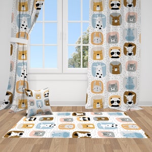 Safari Curtains, Nursery Curtains, Nursery Room Curtains, Window Curtains, Baby Room Curtains, Baby Boy Curtains, Baby Girl Curtains