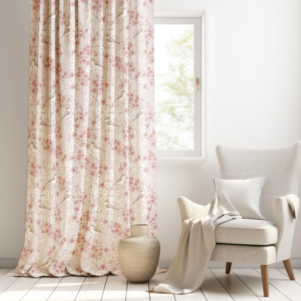 Cherry Blossom Curtains, Blossom Curtains, Floral Curtains, Flower Curtains, Modern Curtains for Living Room, Craft Curtains