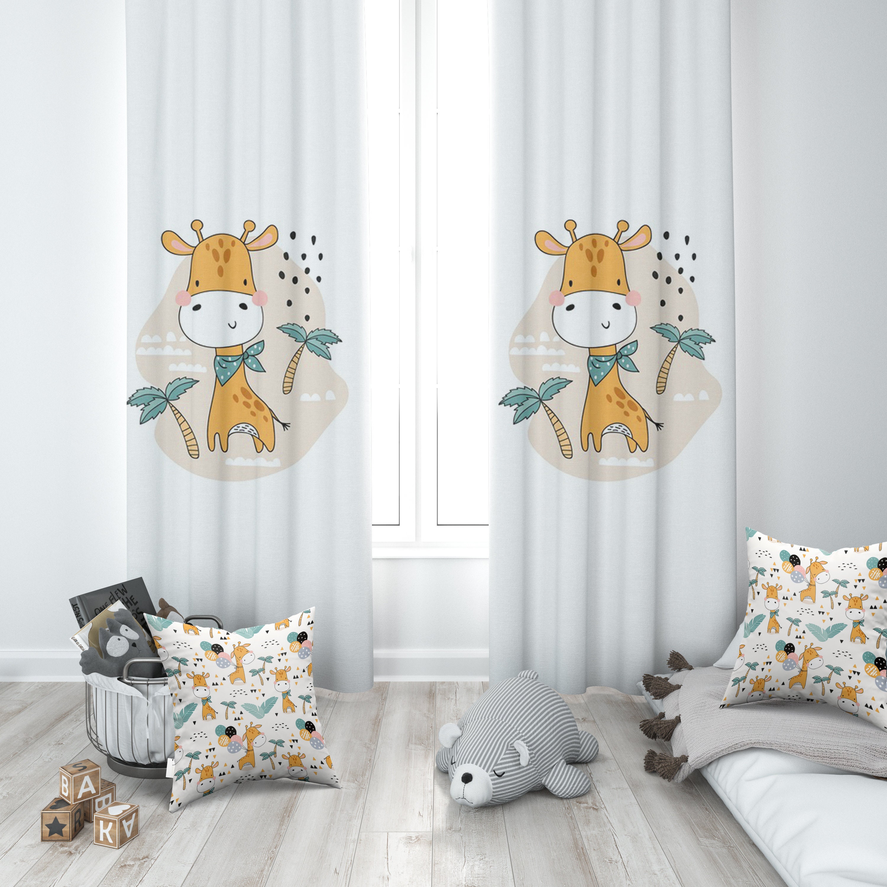 Safari Animals Safari Curtains Nursery Room Curtains Window Etsy