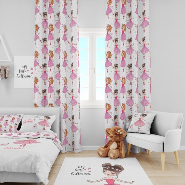 Rideaux Ballerina, Enfant Rideau, Rideau Pour Chambre Bebe Fille, Rideaux de Fenêtre, Chambre Enfant, Chambre Enfant, Rideau Personnalisé