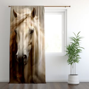 Horse Curtains, Modern Curtains for Living Room, Craft Curtains, Drapes for Living Room, Hobby Room Curtains, Decorative Curtains, Chair