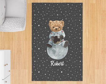 Kids 'Blankie' Rug with Bear and Baby Bear 50x70cms Cream Soft Touch Gift NEW 