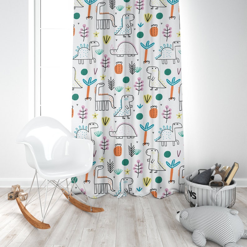 Dinosaurs Curtains Scandinavian Style Nursery Curtains Etsy