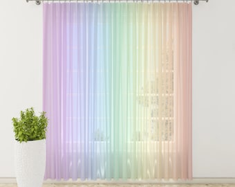 Dark Ombre Curtains, Sheer Curtains, Linen Curtains, Nursery Sheer Curtains, Bedroom Curtains, Curtains for Baby Girl, Baby Room Decor