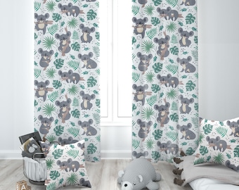 Cute Baby Koala, Nursery Curtains, Nursery Room Curtains, Window Curtains, Baby Room Curtains, Baby Girl, Baby Boy, Kids Room Curtains