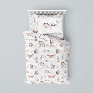 Ropa de cama de bosque, Ropa de cama personalizada, Ropa de cama de animal print, Ropa de cama de animal pequeño, Ropa de cama para bebés, Sábanas para bebés, Cuna personalizada, Niños