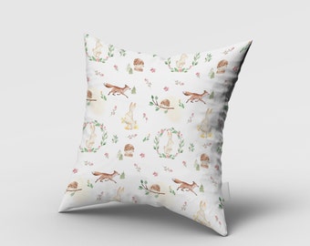 Woodland with Fox Pillow Cover, Nursery Room Pillow Cover, Cushion Cover, Custom Pillow Case, Baby Room Pillow Cover, Kids Room Pillow Cover