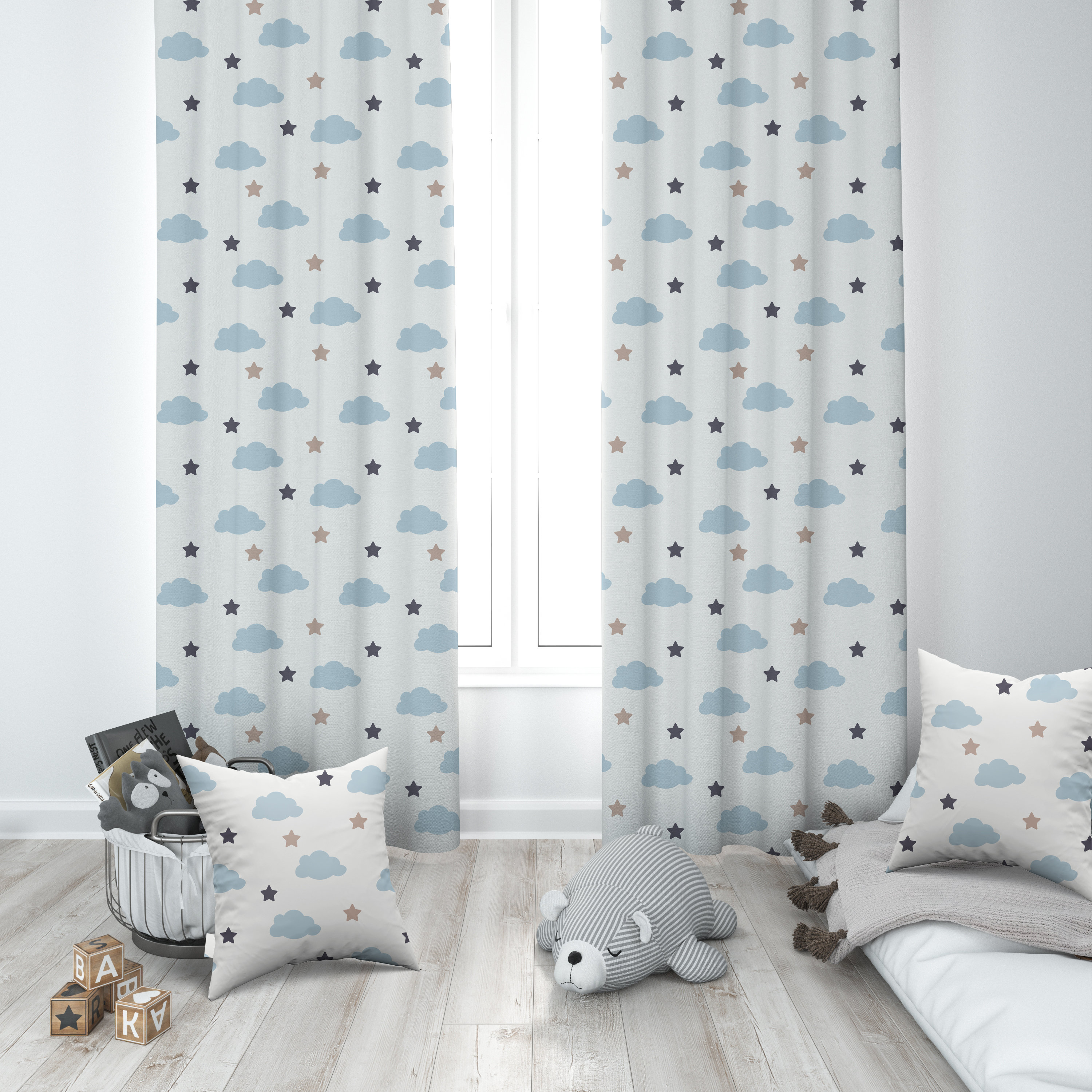 Clouds and Stars, Elegant Nursery Curtains, Nursery Room Curtains — free download