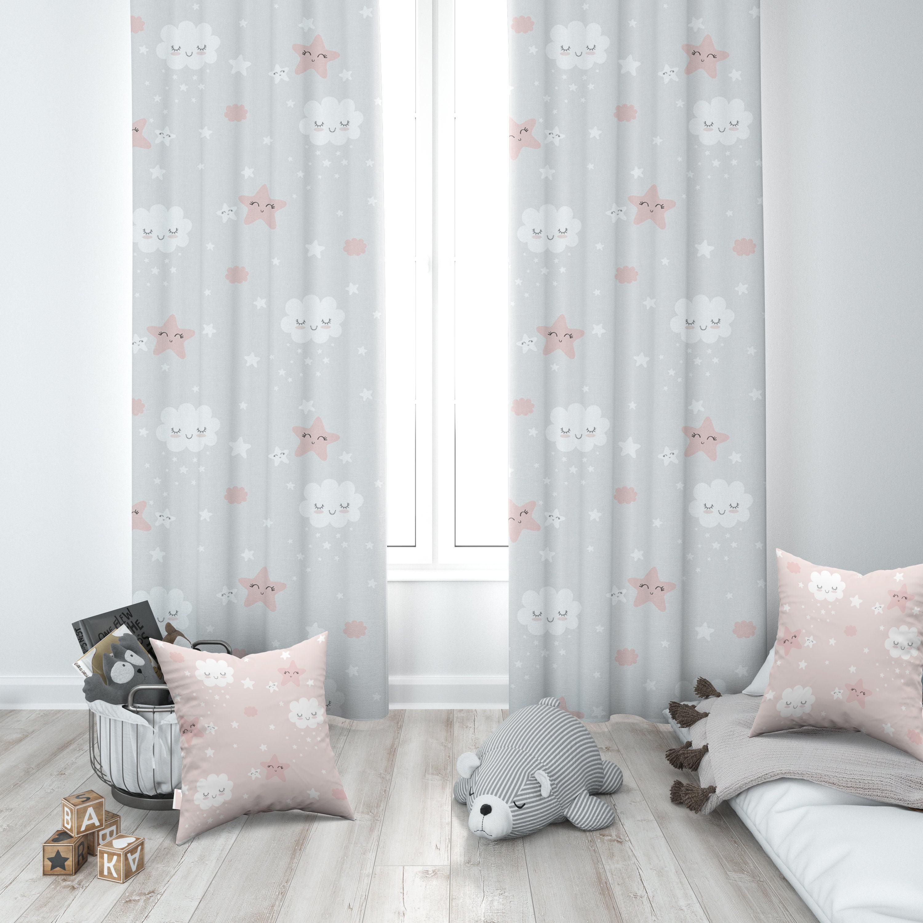 Clouds and Stars Nursery Curtains Nursery Room Curtains Etsy